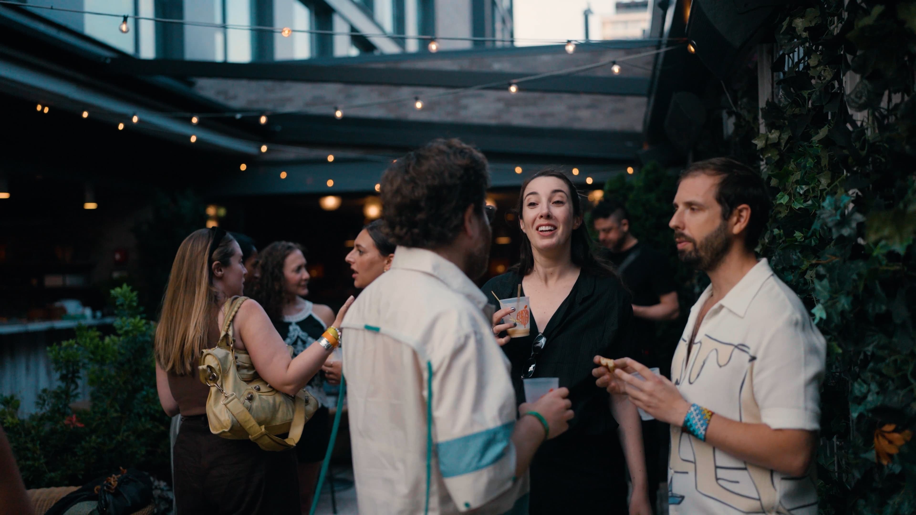 Evening outdoor crowd